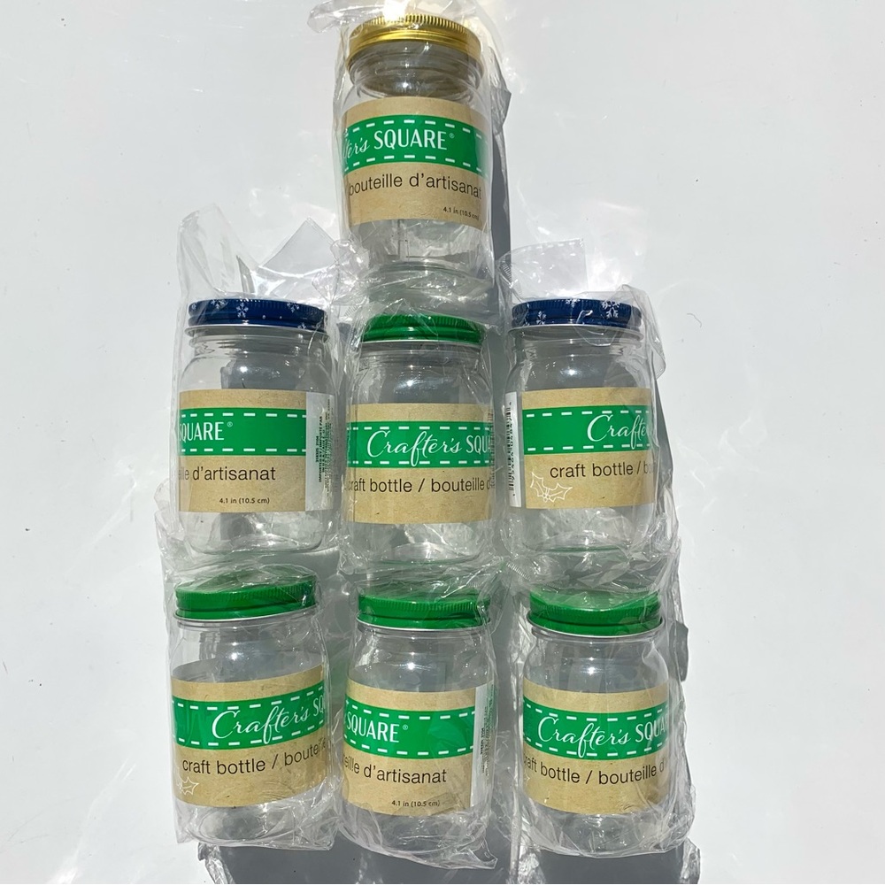 lot of 7 Crafter's Square plastic craft bottles 4.1 inch clear 195464048474 NEW